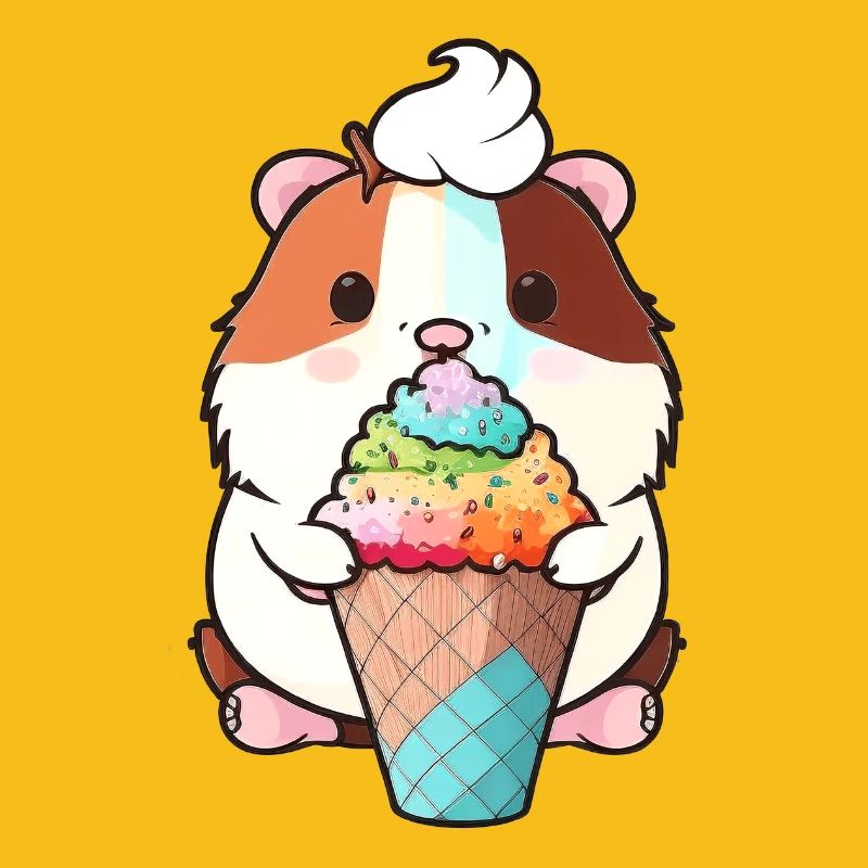 Kleiner Hamster mit buntem Eis