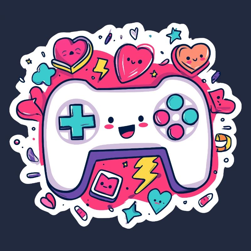 Kawaii Controller Herz Neon Stil