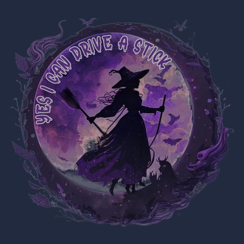 Moon Magic Witch Under Night Moon Halloween