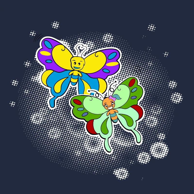 Deux papillons avec nuage de pixels
