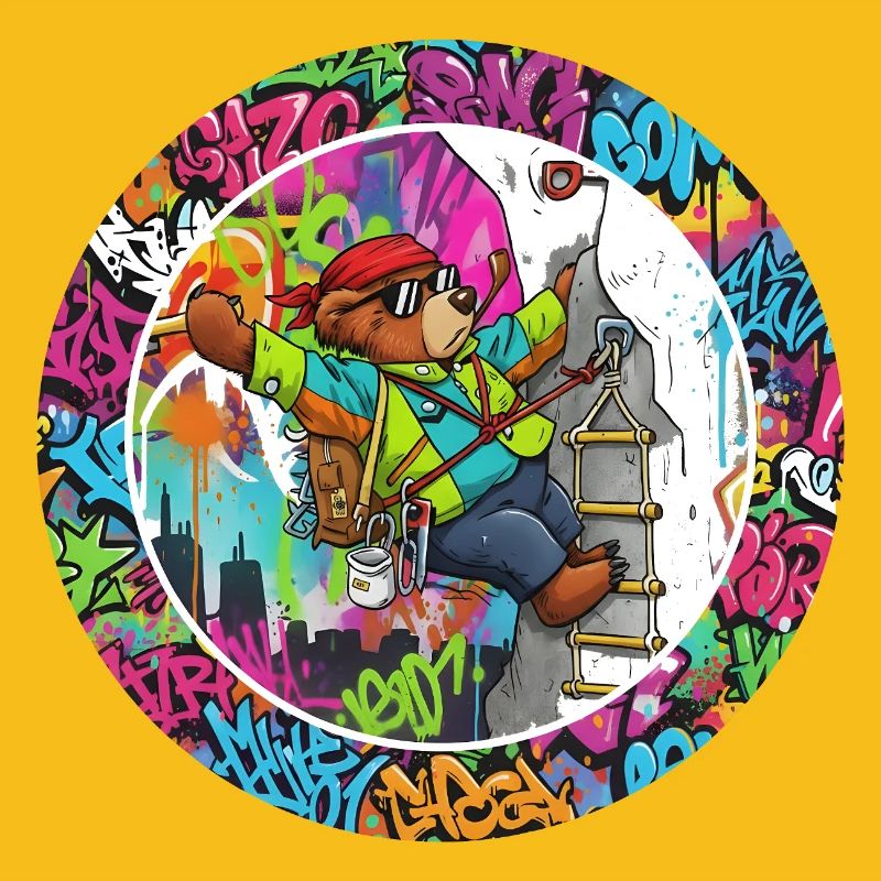 Graffiti bear on the climbing tower