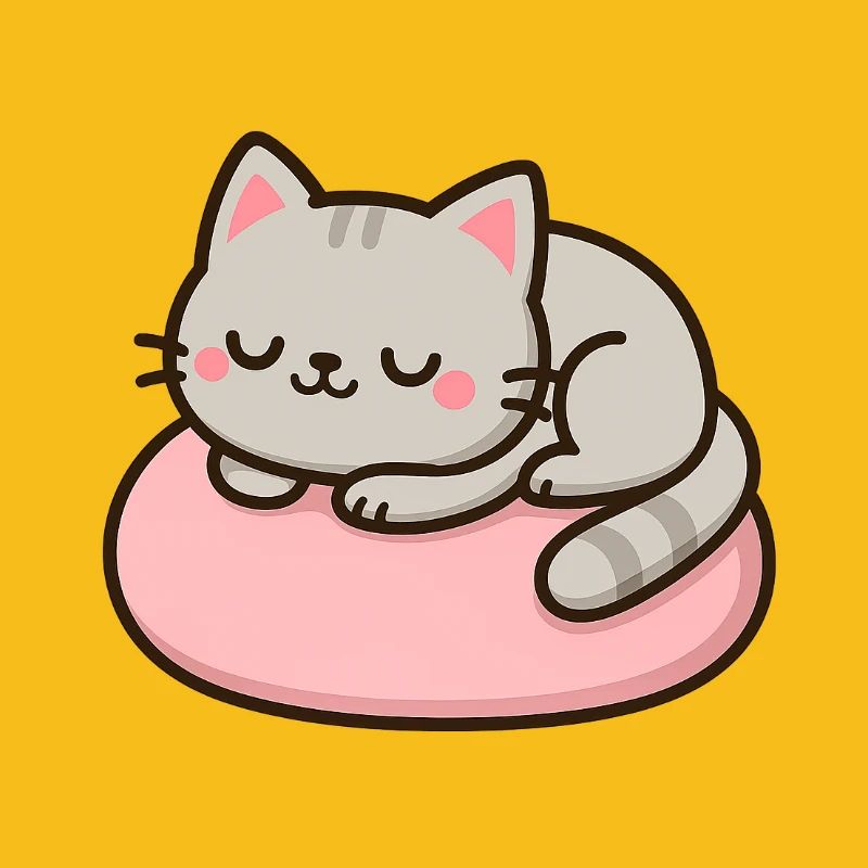 Chat doux sur coussin rose
