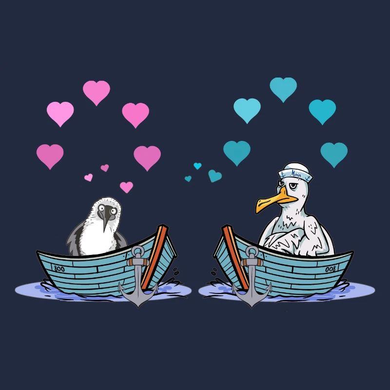 Möwen Boot Liebe Herzen Valentin Romantik