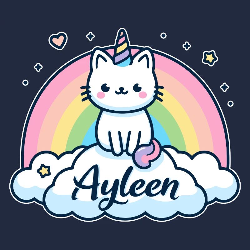 Ayleen Nom Prénom Licorne Chat