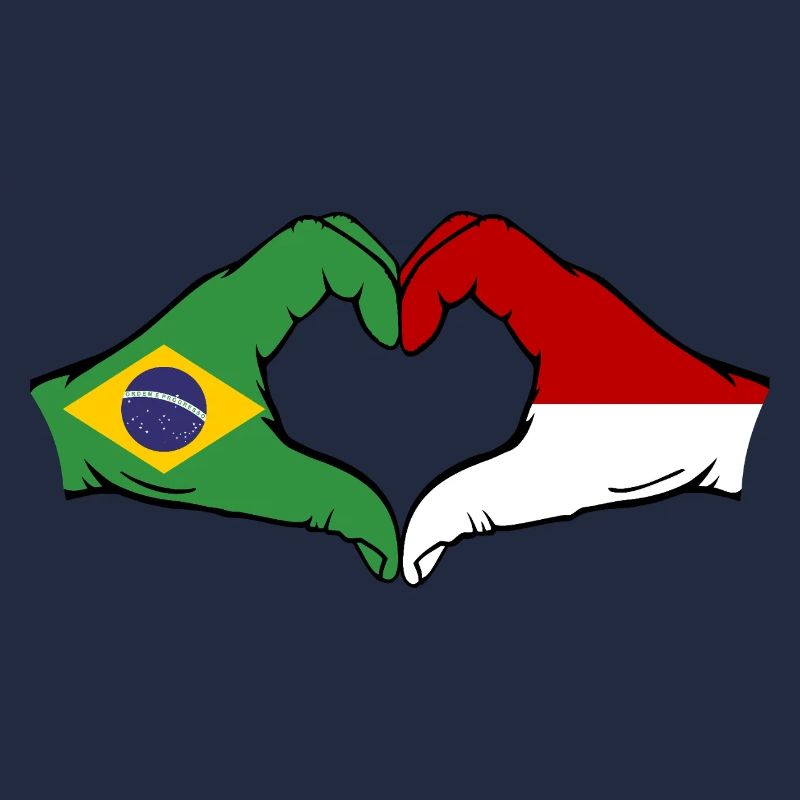 Brésil Monaco Drapeau Main Coeur Forme