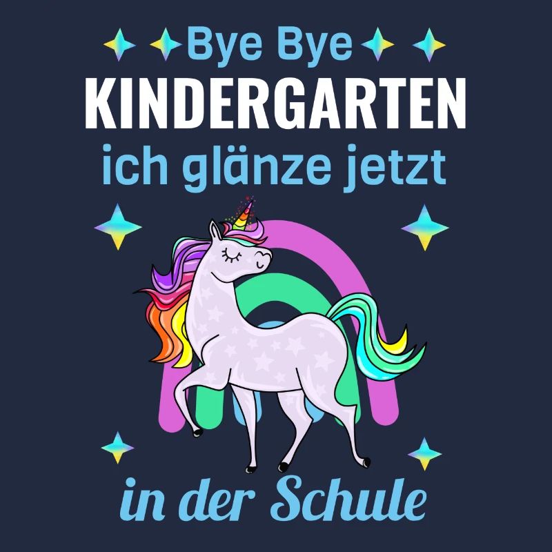 Bye Bye Kindergarten Glitzer Einhorn Einschulung