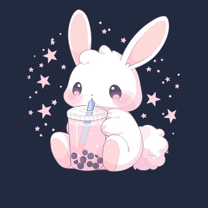 Kawaii Hase trinkt Boba Bubble Tea Chibi