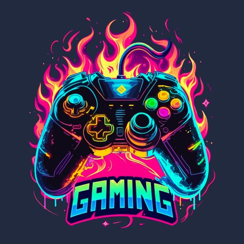Gaming Controller Flames Art