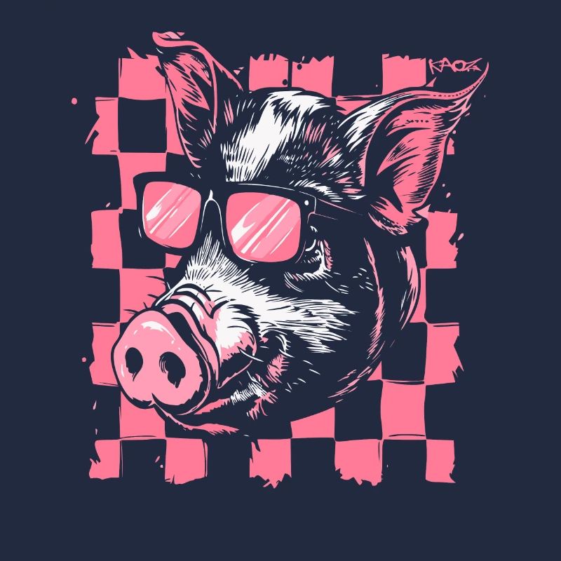 Cochon de drapeau à damier cool
