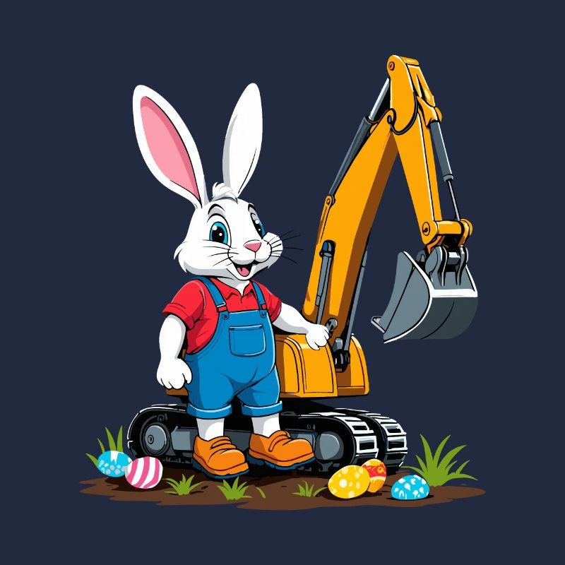 Easter Bunny Excavator Driver Easter Eggs Digging Funny