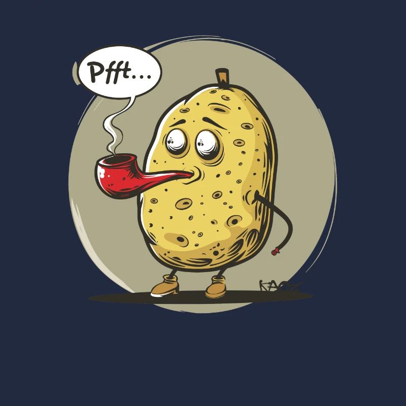 Dessin animé pomme de terre avec pipe à tabac