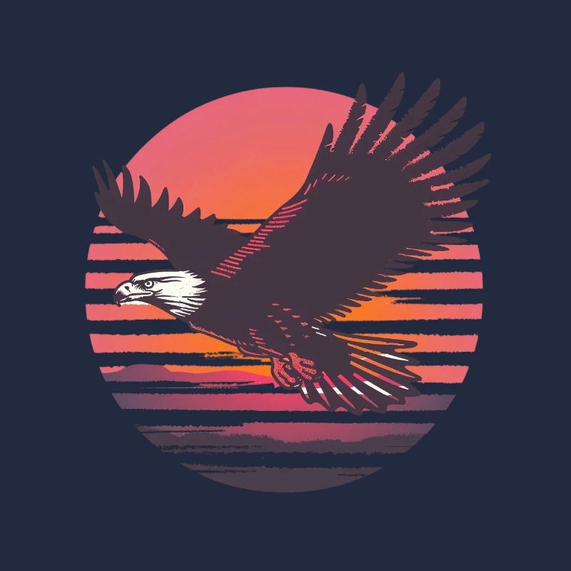 Eagle in flight before sunset