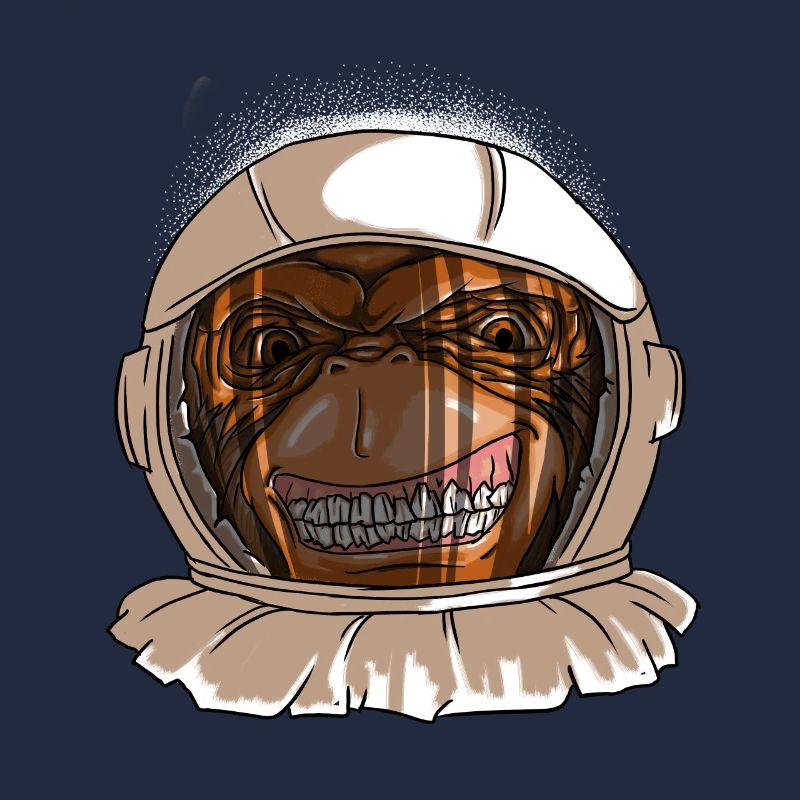 Astronaut Monkey Head Funny Smiling Space Monkey