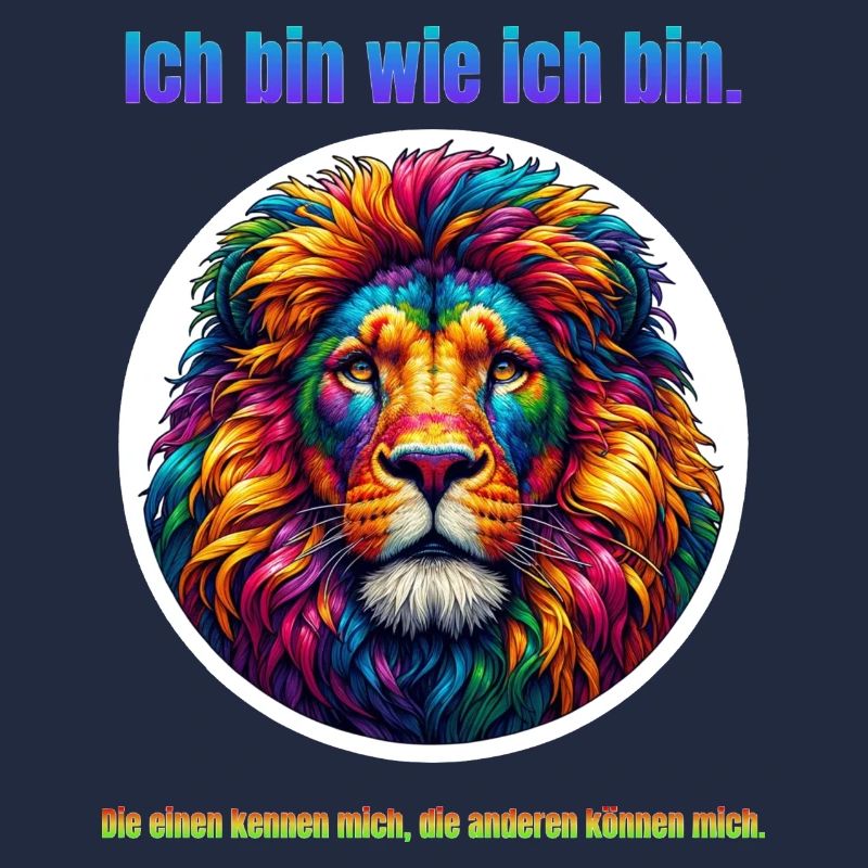 Löwe psychedelisch mit Spruch