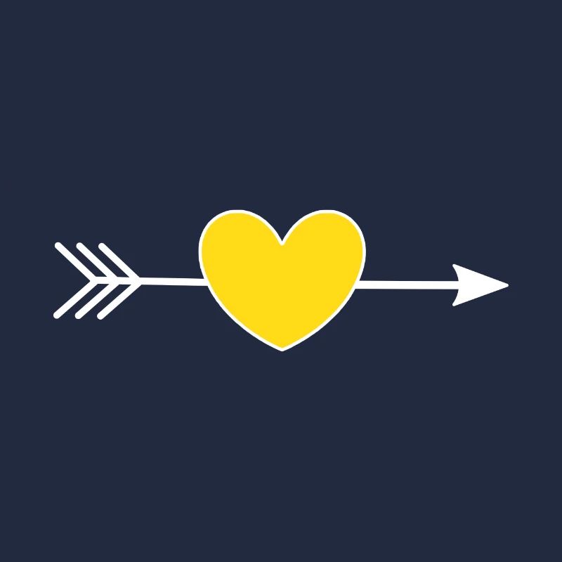 Coeur jaune avec flèche Saint-Valentin