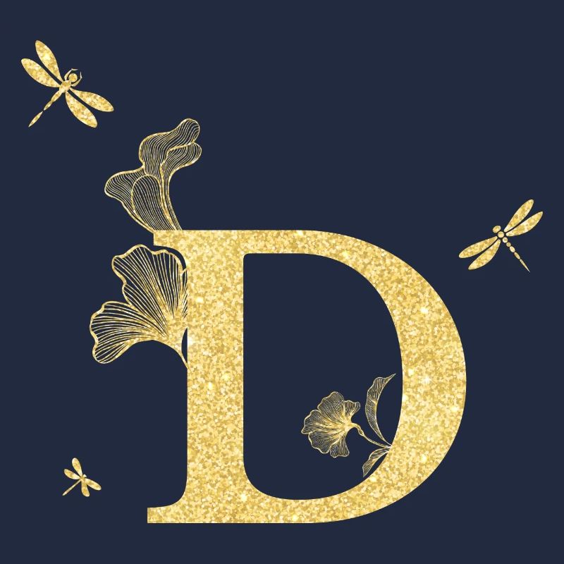 Buchstabe d Goldene Glitzerlibelle - Geschenkidee
