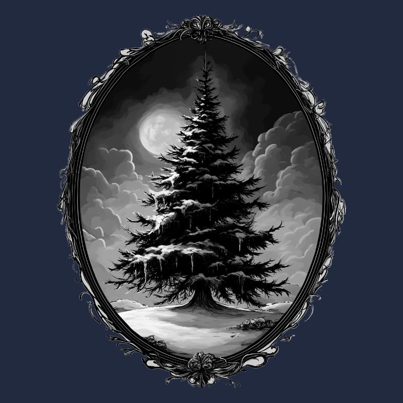 Sapin de Noël lugubre : conte de fées d’hiver au clair de lune