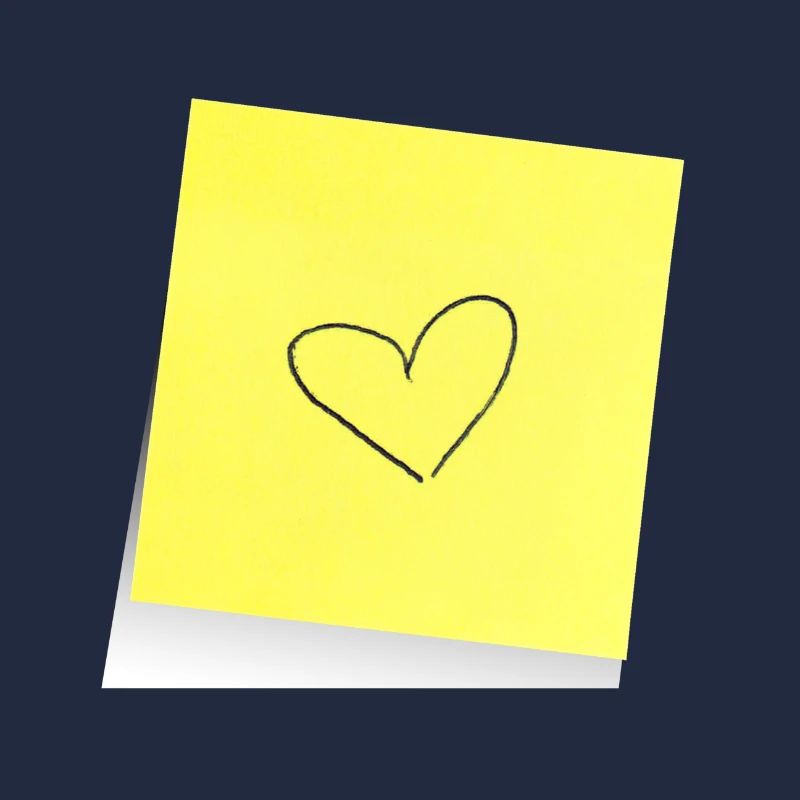 yellow notepad, sticky note, heart, love