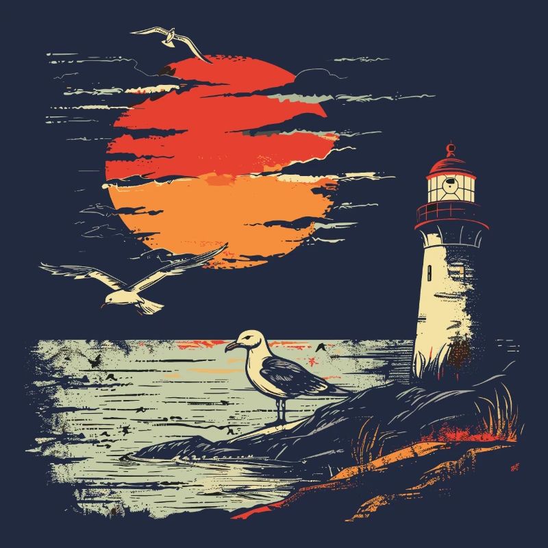 Möwe Seevogel Leuchtturm Sunset