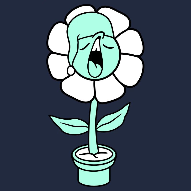 Bâiller fatigué somnolent tête fleur visage pot de fleur
