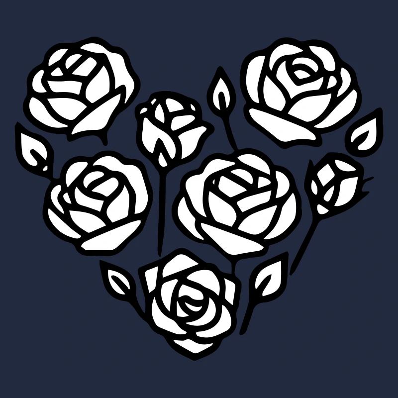 Black and White Rose Heart Illustration