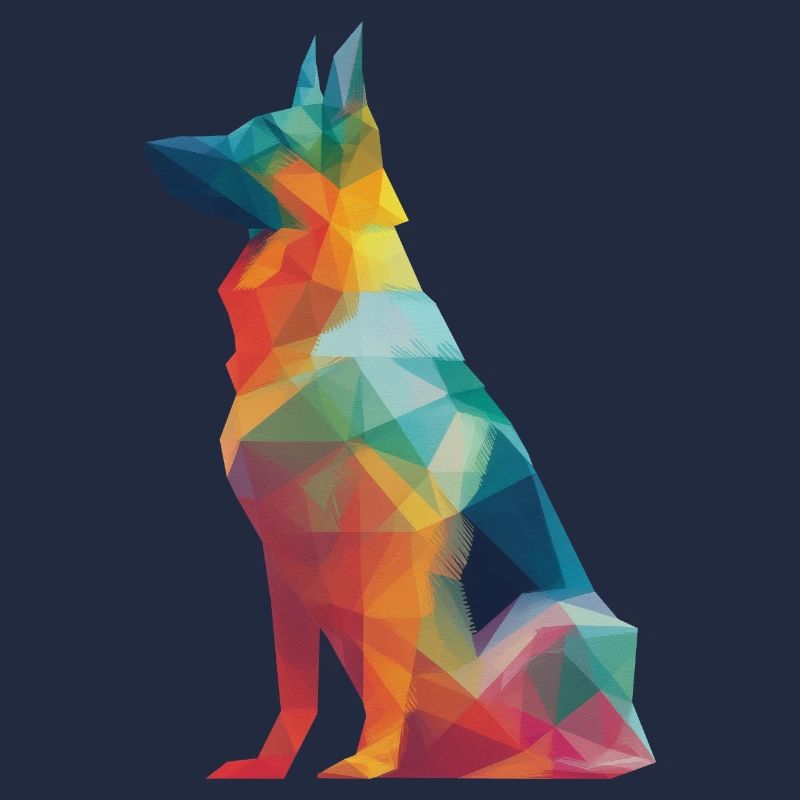 Deutscher Schäferhund Low Poly Art Desing Bunt