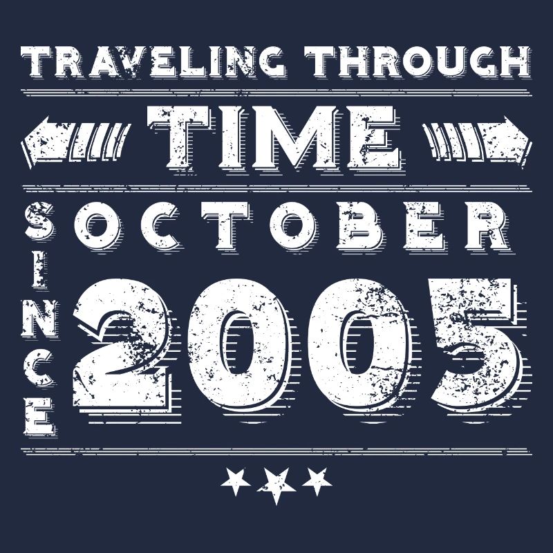 Conception d'anniversaire de voyage dans le temps vintage octobre 2005