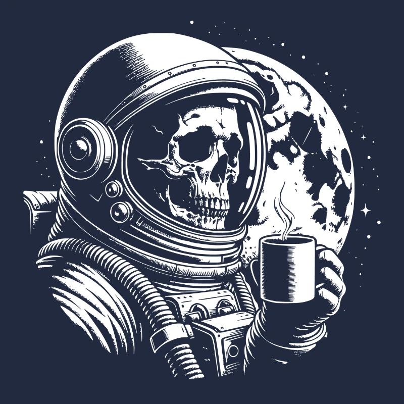 Skull mit Kaffeebecher Kaffee