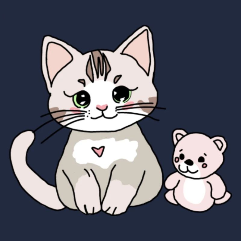 Süße Katze mit ihrem Teddy