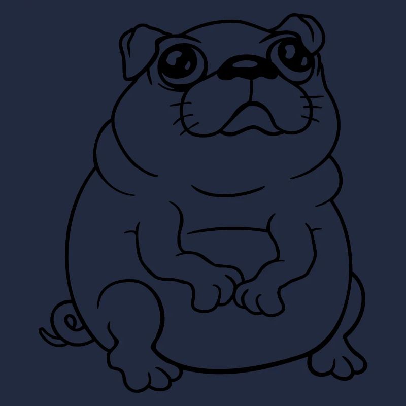 Le chien carlin est assis petite bite mendiante a l’air triste