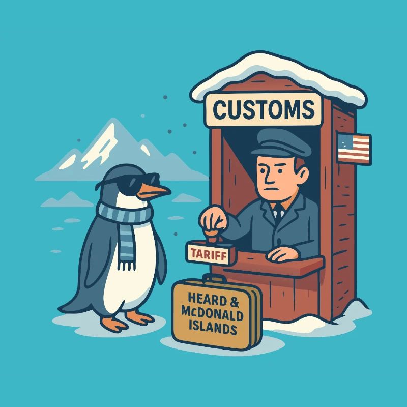 Funny Penguin Tariff Satire Cartoon