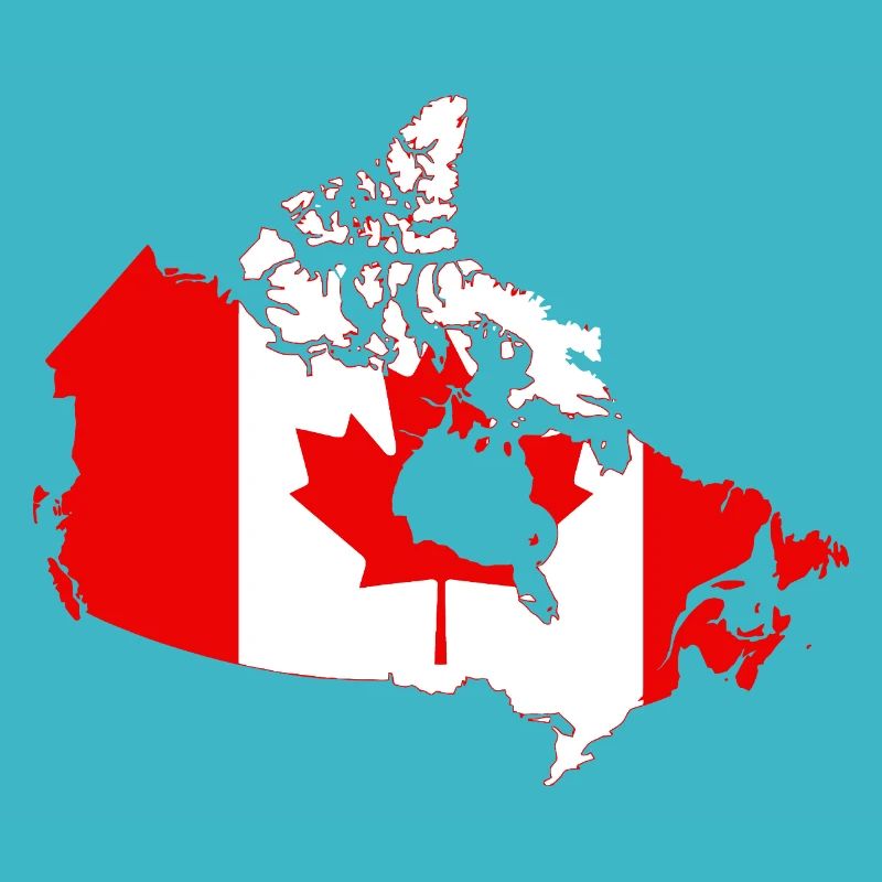 Silhouette de la carte du drapeau du Canada avec feuille d’érable