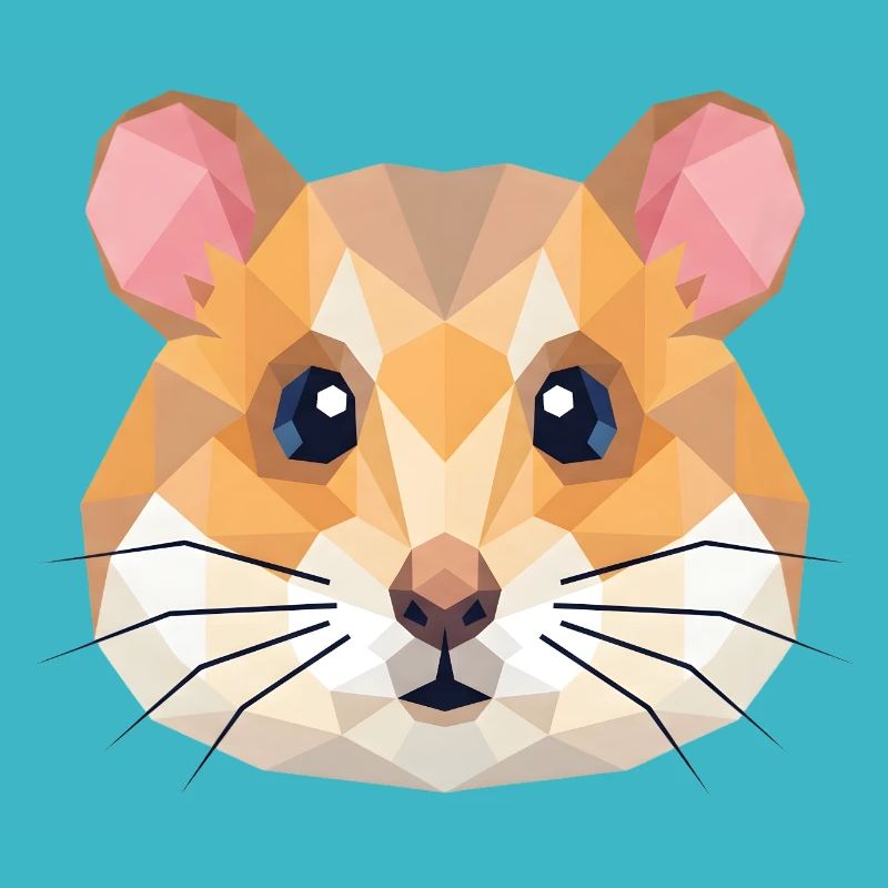 Cute Geometric Hamster Low Poly Art