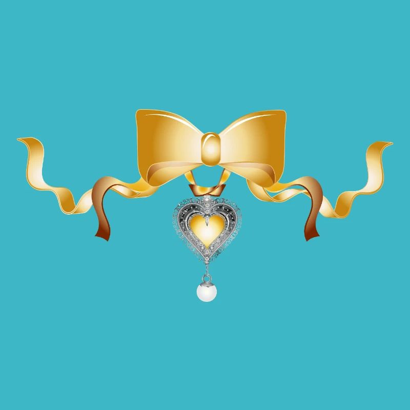 Arc élégant avec pendentif coeur en aspect doré