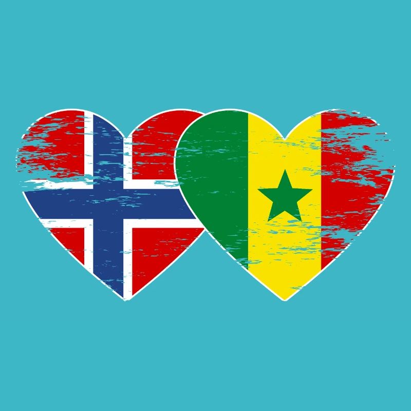 Norway Senegal Flag Heart