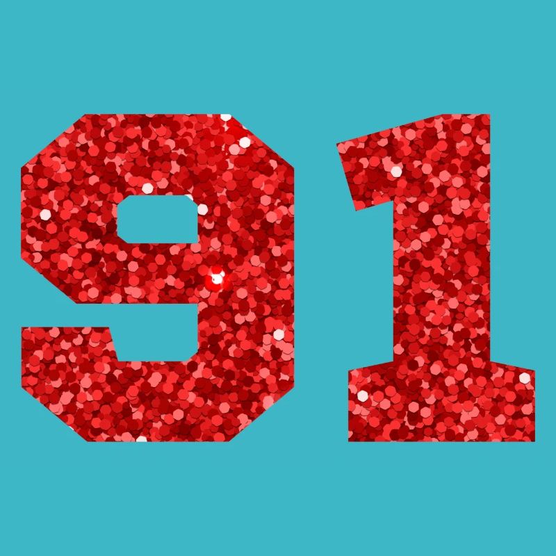 Nummer 91 Roter Glitzer - 91. Geburtstag
