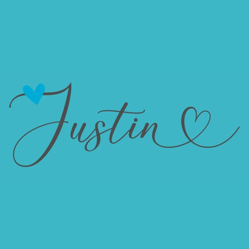 Justin Last Name First Name Calligraphy Heart