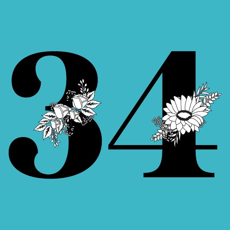 Nummer 34 Schwarze Blumen - 34. Blumengeburtstag
