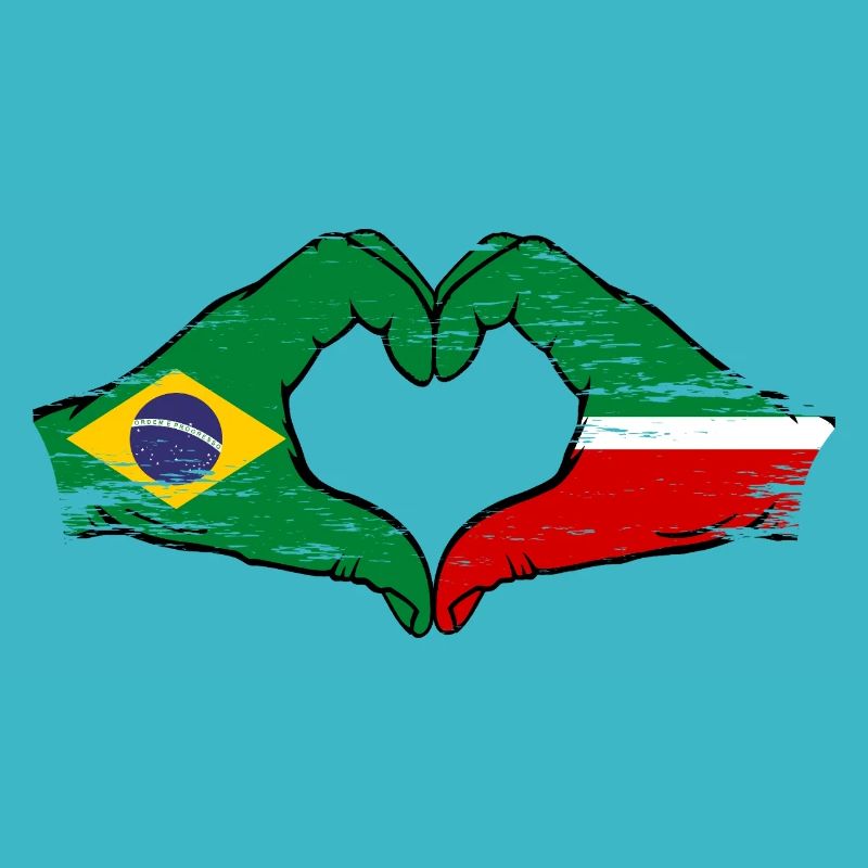 Brésil Tatarstan drapeau mains coeur utilisé