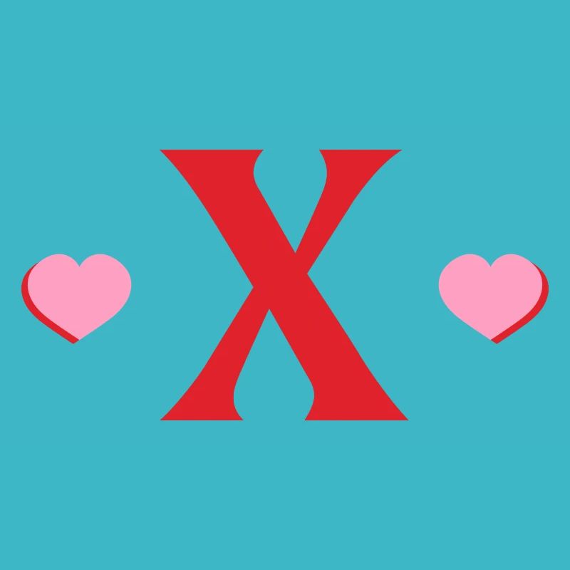 Lettre x cœurs rouges