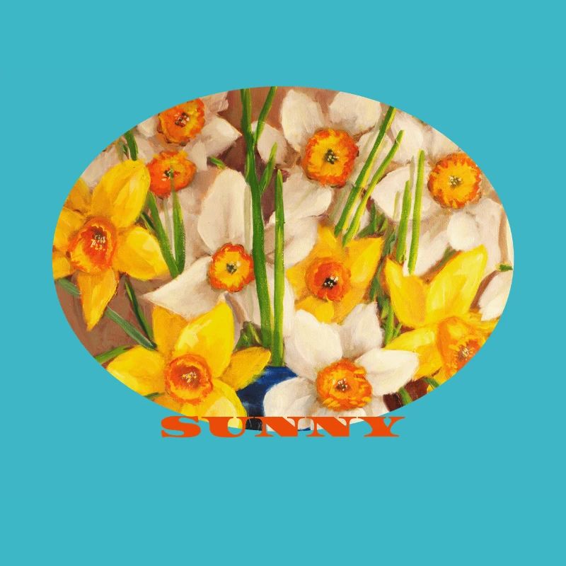 	Sunny - Vibrant Yellow Daffodils Oval Art