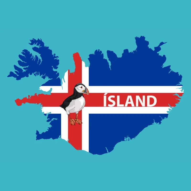 Drapeau de l’Islande Puffin Iceland Design