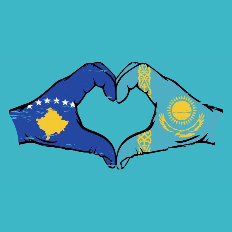 Kosovo Kazakhstan drapeau mains forme de coeur utilisé