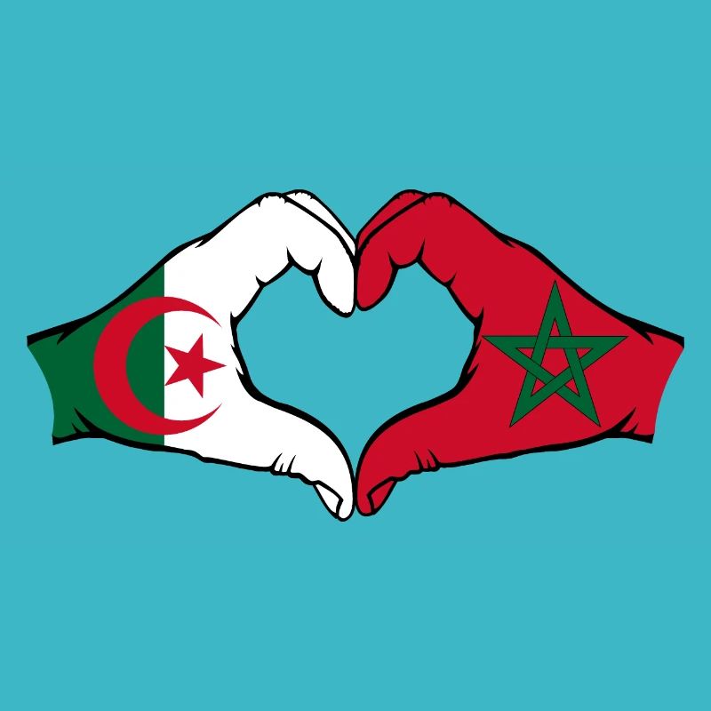 Algérie Maroc Drapeau Mains Coeur Forme