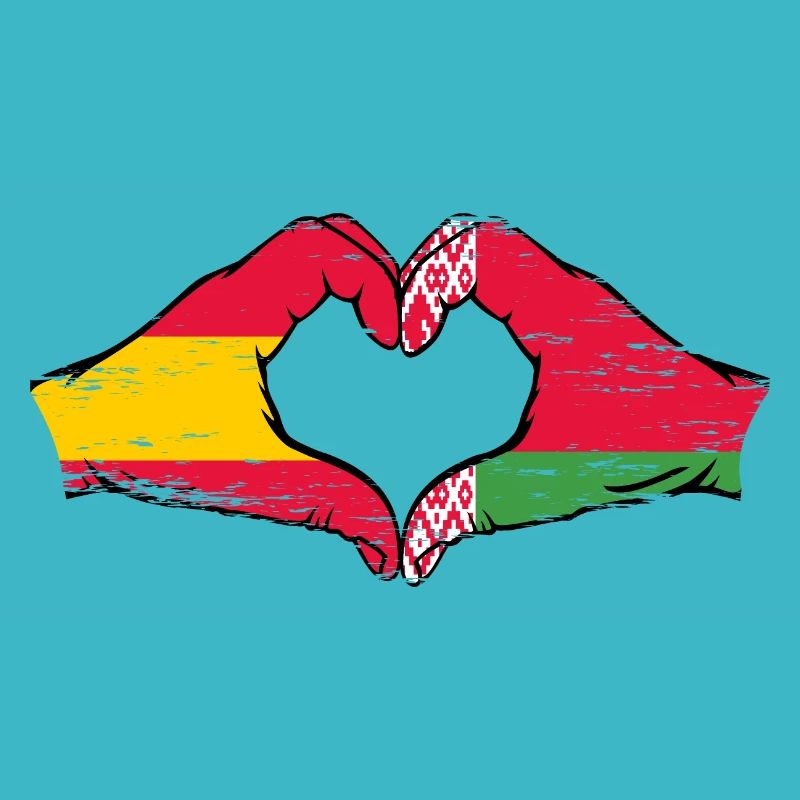 Spanien Belarus Flagge Hände Herzform used