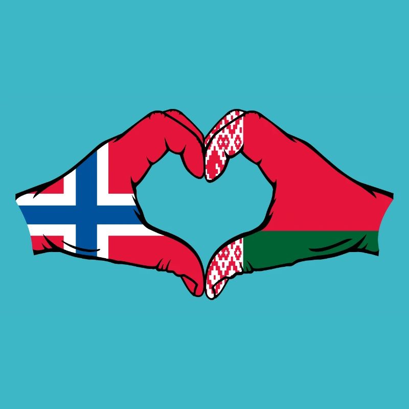 Norvège Biélorussie Drapeau Mains Coeur Forme