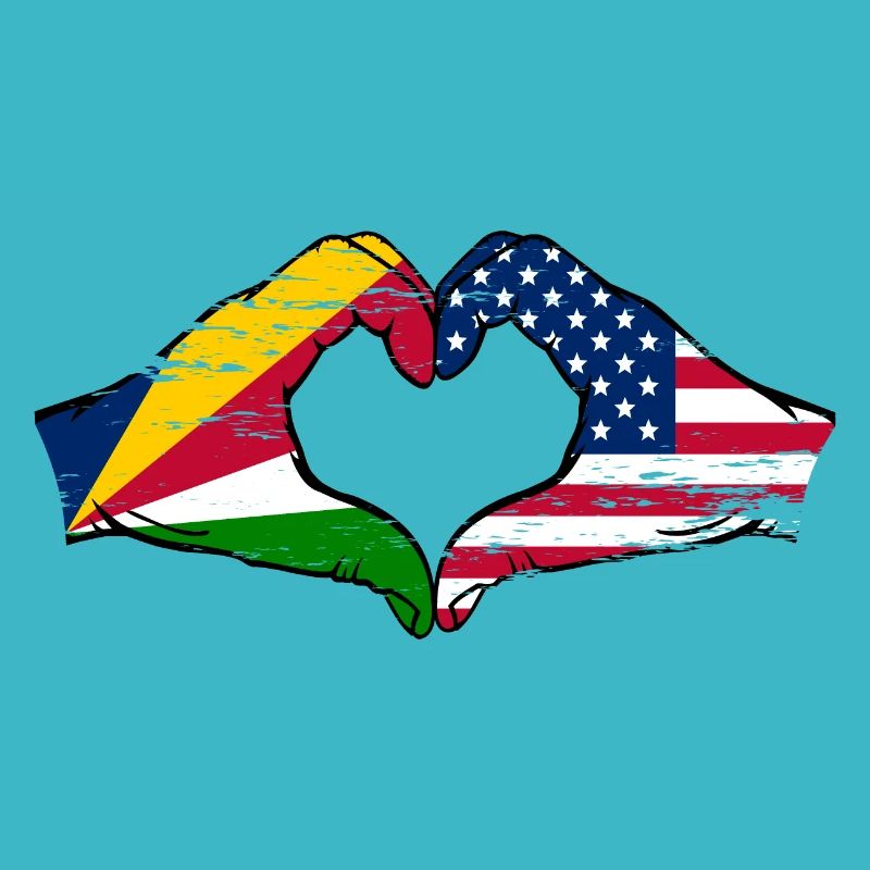 Seychelles USA drapeau mains forme de coeur utilisé