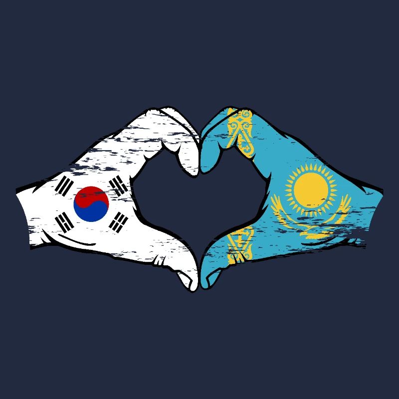 Corée du Sud Kazakhstan drapeau mains forme de coeur utilisé