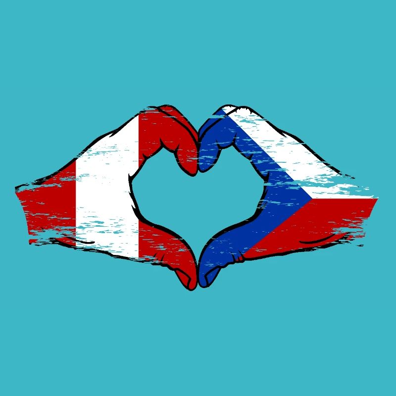 Peru Czech Republic flag hands heart shape used