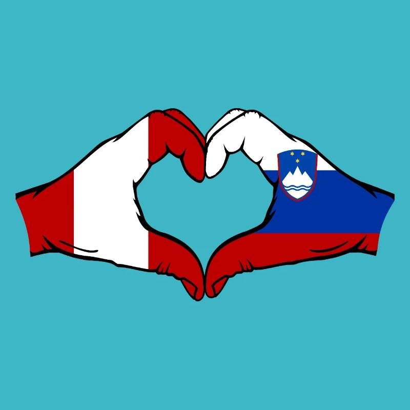 Pérou Slovénie Drapeau Mains Coeur Forme